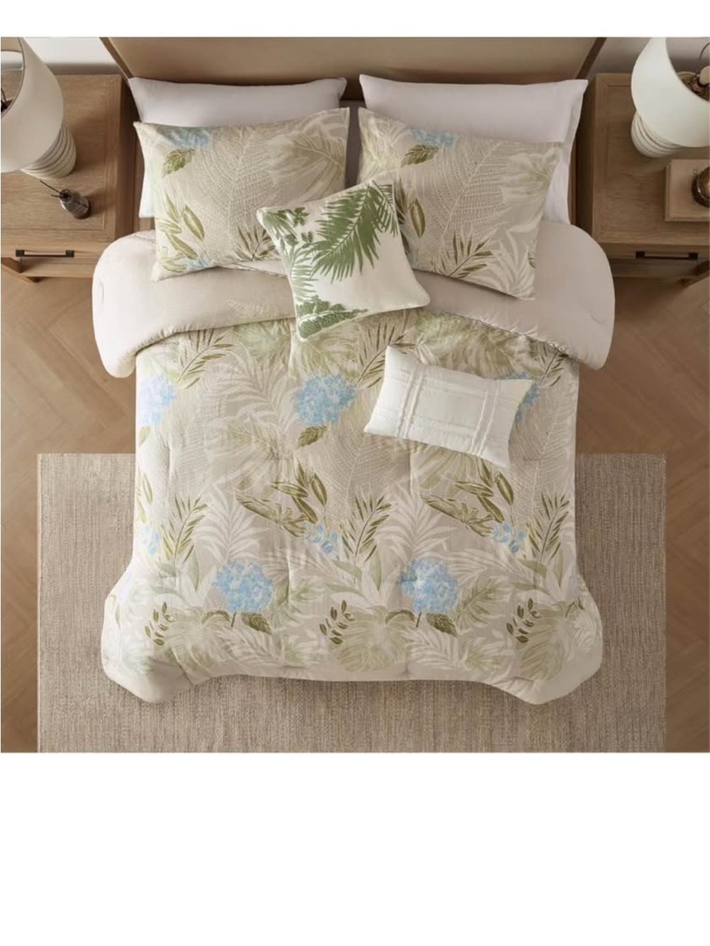 Harbor House King Comforter Set, Tropical Palm Print, Soft Cotton Oversized